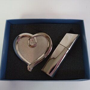 Things Remembered Swarovski Ribbon Heart Compact & Perfume Bottle Atomizer
